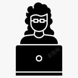 女性职业者自由职业者雇员笔记本电脑高清图片