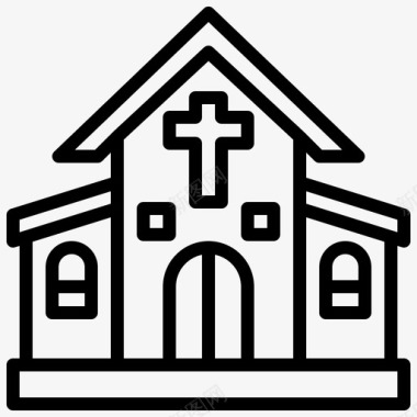 教堂建筑和城市基督教图标