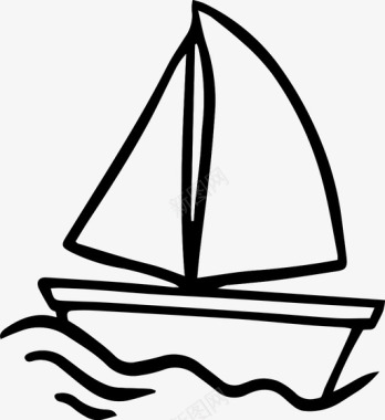 帆船手绘旅程图标