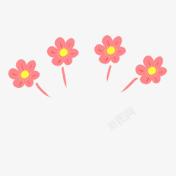 四朵小花透明图漂浮小花朵的手绘小素材高清图片