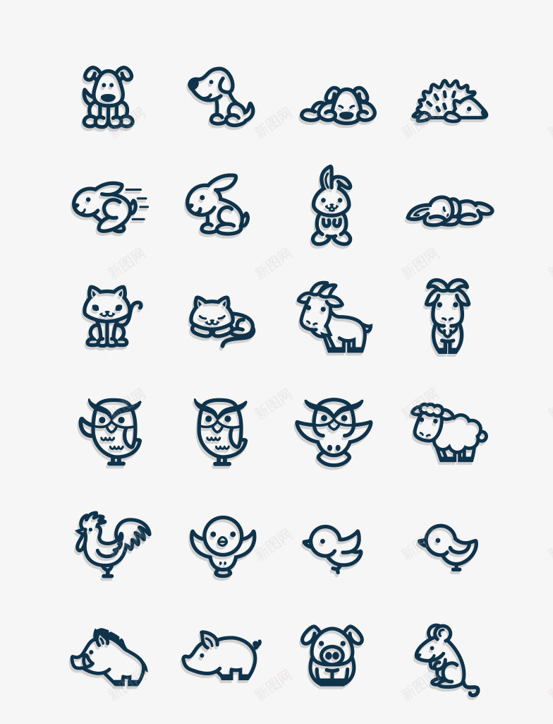 Vectorial Animals   Cute and simple vectorial animal icons iconpng免抠素材_新图网 https://ixintu.com 