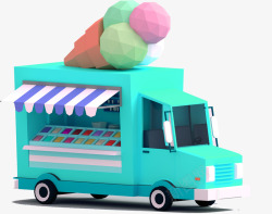 C4D 冰淇淋车精选素材  活动装饰元素  png素材