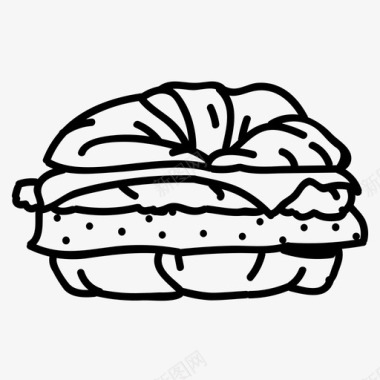 牛角包三明治快餐汉堡包图标