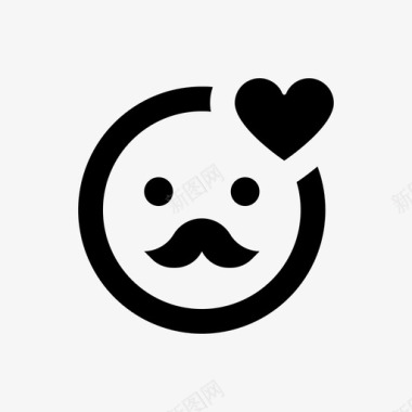 爱情表情符号心形小胡子图标