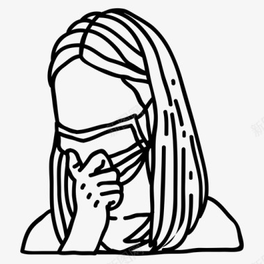 口罩防护女人图标