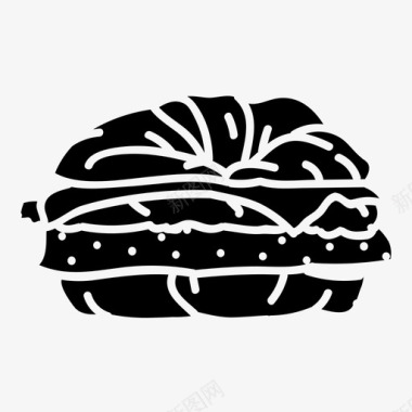 羊角面包三明治快餐垃圾食品图标
