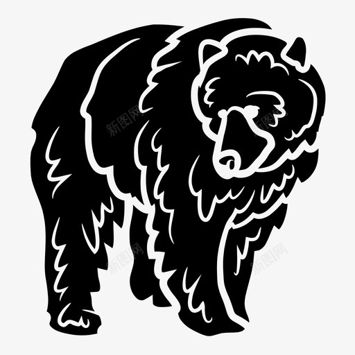 棕熊动物灰熊svg_新图网 https://ixintu.com 棕熊 动物 灰熊 哺乳动物 熊雕文