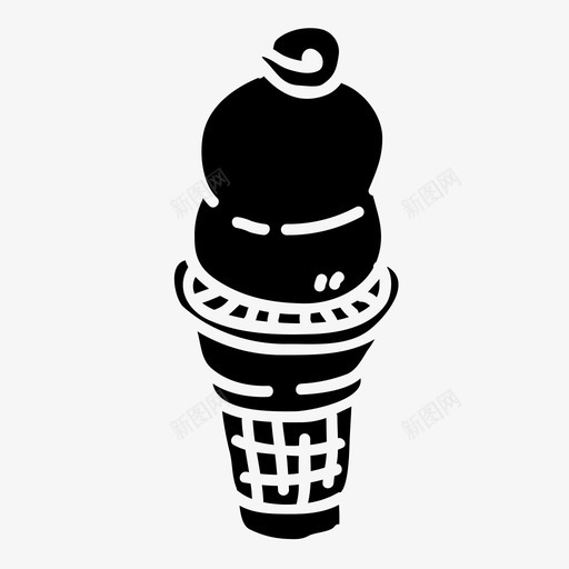 冰淇淋蛋筒蛋筒冰淇淋甜点svg_新图网 https://ixintu.com 冰淇淋 蛋筒 甜点 甜食 固体 快餐