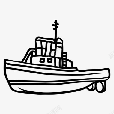 拖船帆船船图标