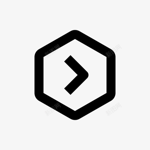 下一个按钮右按钮六边形线条64pxsvg_新图网 https://ixintu.com 按钮 下一个 六边形 线条