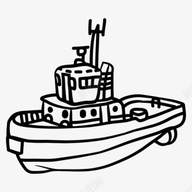 拖船帆船船图标