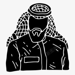 中东的男人阿拉伯男人头巾克菲耶高清图片