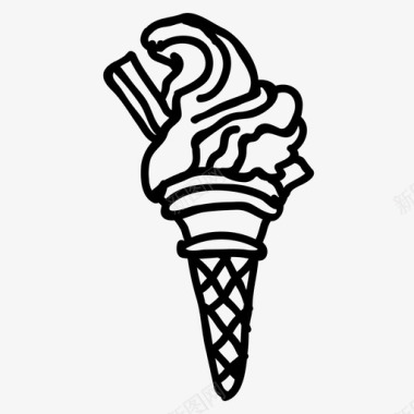 锥形冰淇淋甜点冰淇淋图标