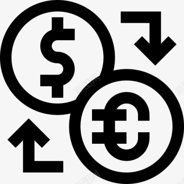 货币兑换美元欧元转让商业和金融图标