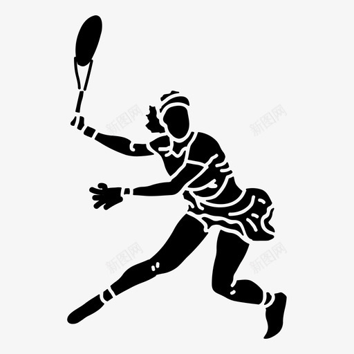 运动员球拍运动svg_新图网 https://ixintu.com 网球 运动员 球拍 运动 网球网 实心