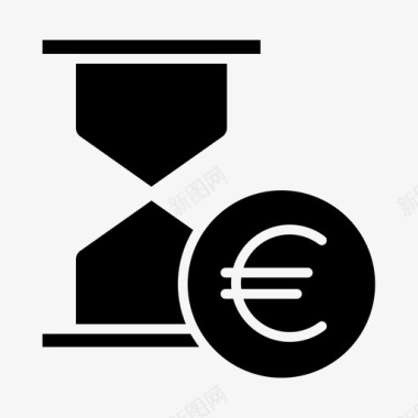 时间就是金钱时钟欧元图标