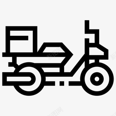 送货摩托车箱包电子商务图标