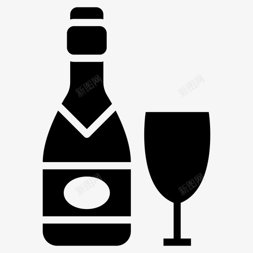 香槟酒瓶玻璃杯svg_新图网 https://ixintu.com 香槟 香槟酒 酒瓶 玻璃杯 新年 快乐 派对