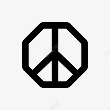 和平和平符号线八角形64px图标