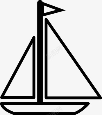 帆船船卡瓦伊和可爱图标