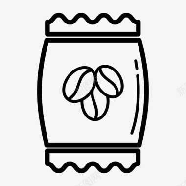 咖啡豆包咖啡屋套装图标