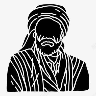 阿拉伯男人克菲耶头巾图标