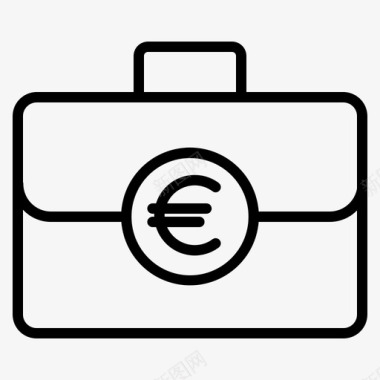 欧元公文包现金袋钱袋图标