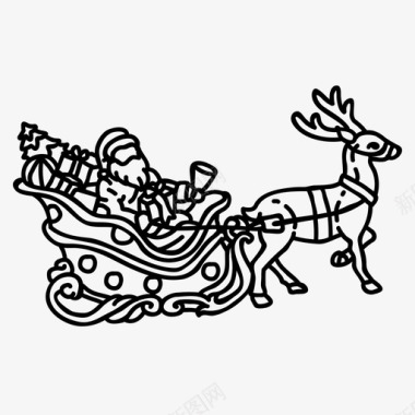 圣诞老人圣诞节驯鹿图标