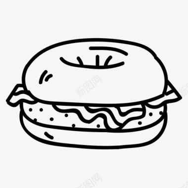 百吉饼三明治汉堡快餐图标