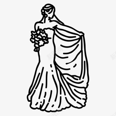 新娘花束婚礼图标
