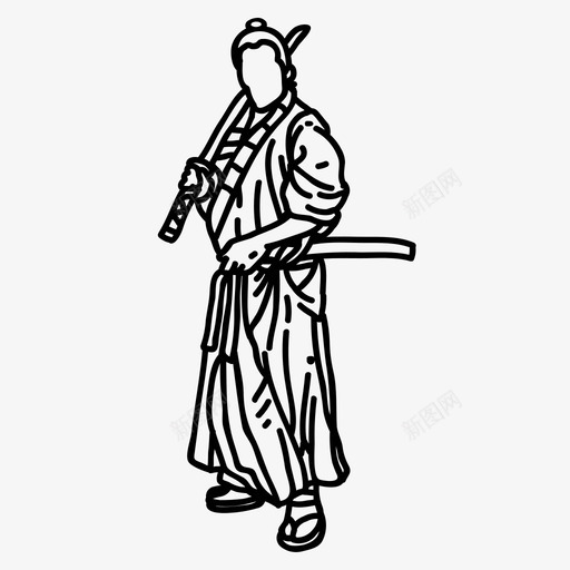 浪人战士武士svg_新图网 https://ixintu.com 战士 浪人 武士