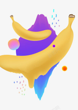 漂浮香蕉海报装饰渐变透明漂浮图案高清图片