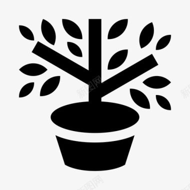 花盆里的树灌木植物图标