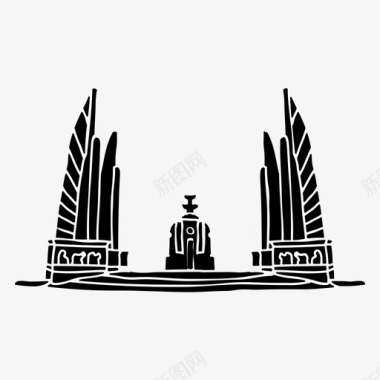 民主纪念碑建筑雕像图标