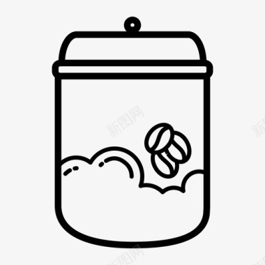 咖啡豆罐储藏室咖啡屋套装图标