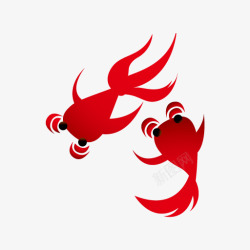 红色的金鱼图标iconcom区年货节春节素材