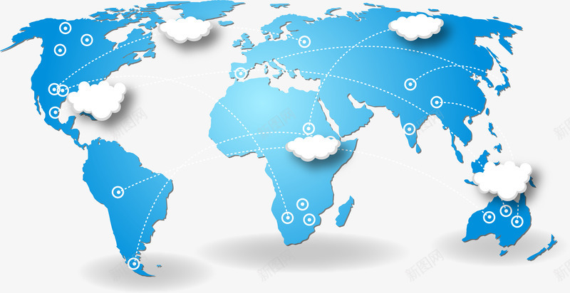 蓝色世界地图连线连点png免抠素材_新图网 https://ixintu.com 蓝色世界地图连线连点