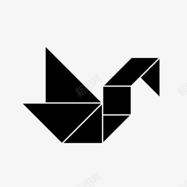 天鹅七巧板鸟折纸图标