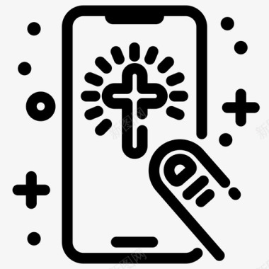 带十字架的智能手机基督教宗教图标