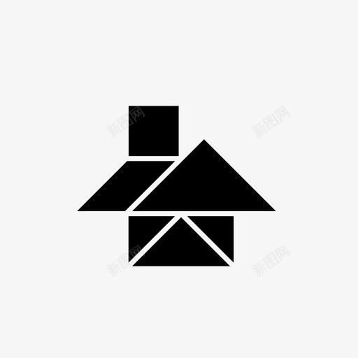 建筑七巧板家房子svg_新图网 https://ixintu.com 建筑 房子 七巧板 七巧板家