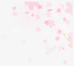 粉红色花骨朵手绘粉色花朵花瓣漂浮图高清图片