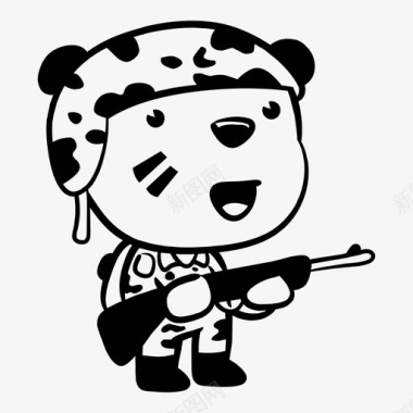 熊和枪军队步枪图标