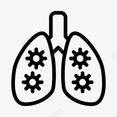 肺内病毒细菌健康图标