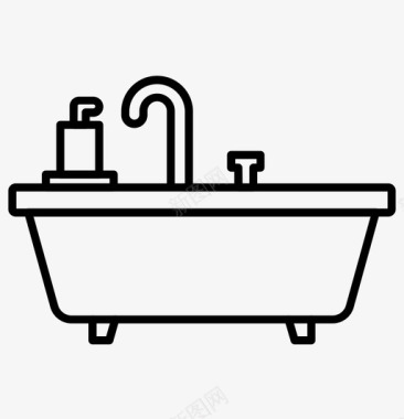 浴缸浴室家庭轮廓图标