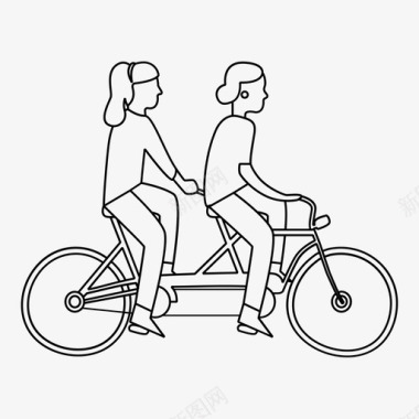 女孩自行车自行车双人图标
