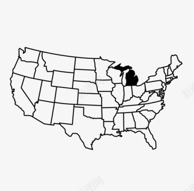 密歇根州中西部美国图标