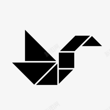 天鹅七巧板鸟折纸图标