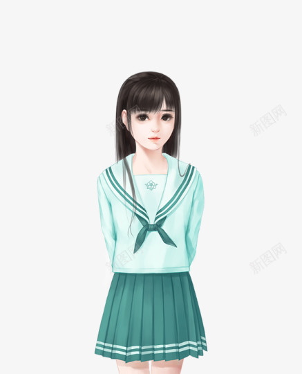 内向少女校服png免抠素材_新图网 https://ixintu.com 内向 少女 校服