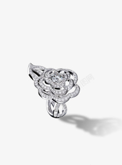 CAMELIA系列18K白金戒指镶嵌钻石如珠如玉素材