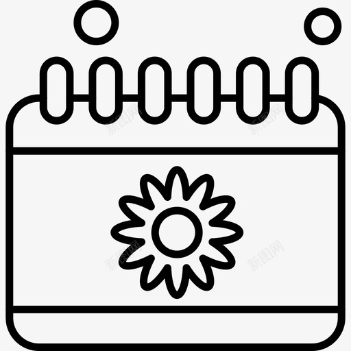 日历日期时间表svg_新图网 https://ixintu.com 日历 日期 时间表 春天 向日葵 春线